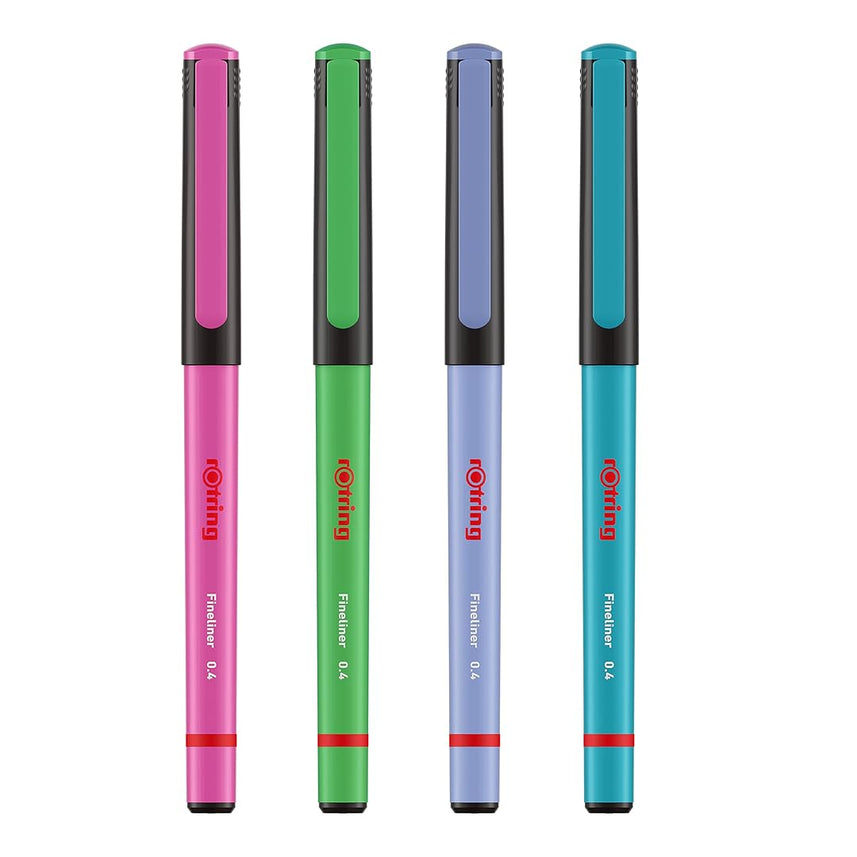 Rotring | Liner Fineliner Pens | Assorted Colours | Pack of 4 Pieces | 0.4mm