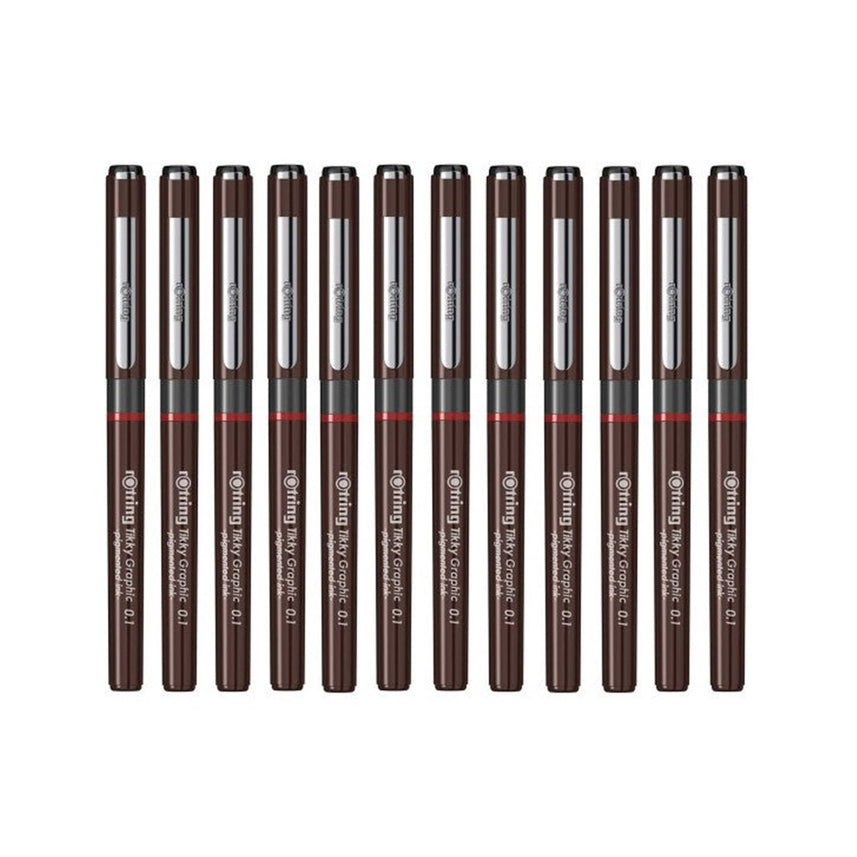 Rotring | Tikky | Graphic Fineliner | Black Pigmented Lightfast | Pack of 12pieces | 0.1mm