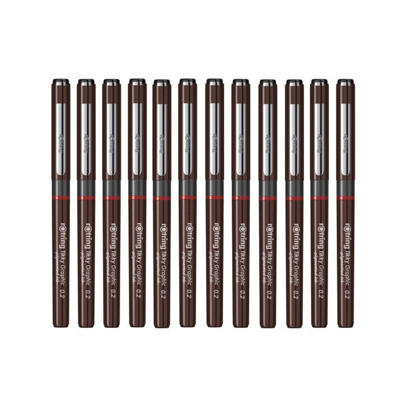 Rotring | Tikky | Graphic Fineliner | Black Pigmented Lightfast | Pack of 12pieces | 0.2mm