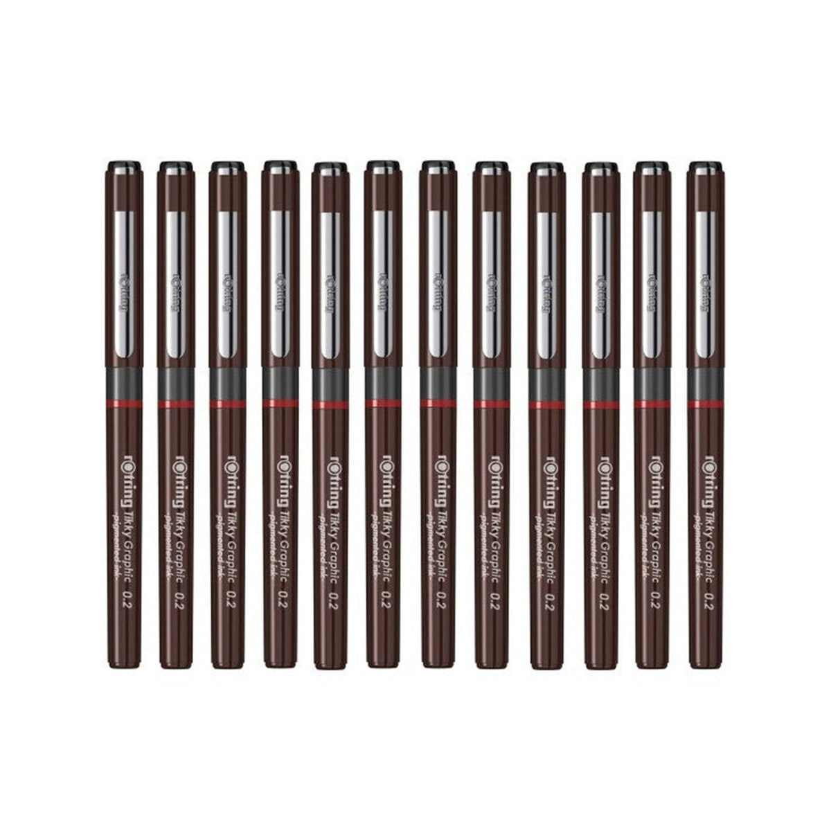 Rotring Tikky Graphic Fineliner 0.2mm - Black (Pack of 12) on a white background