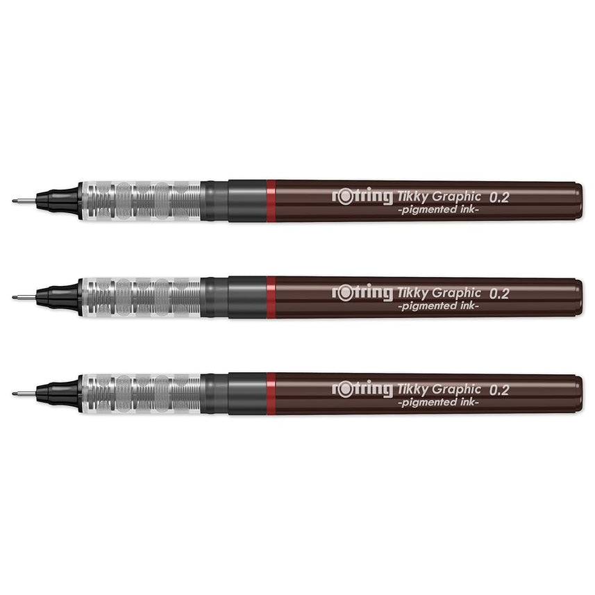 Rotring | Tikky | Graphic Fineliner | 0.2mm | 3 Pen Set