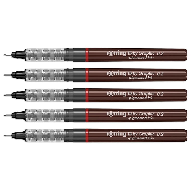 Rotring | Tikky | Graphic Fineliner | 0.2mm | 5 Pen Set