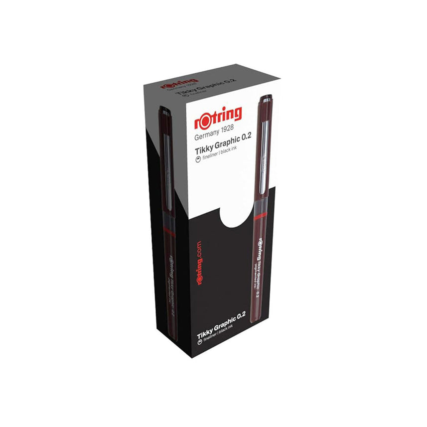 Rotring | Tikky | Graphic Fineliner | 0.2mm | Black Ink | Box of 12