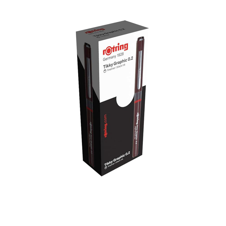 Rotring | Tikky | Graphic Fineliner | 0.2mm | Black Ink | Box of 12