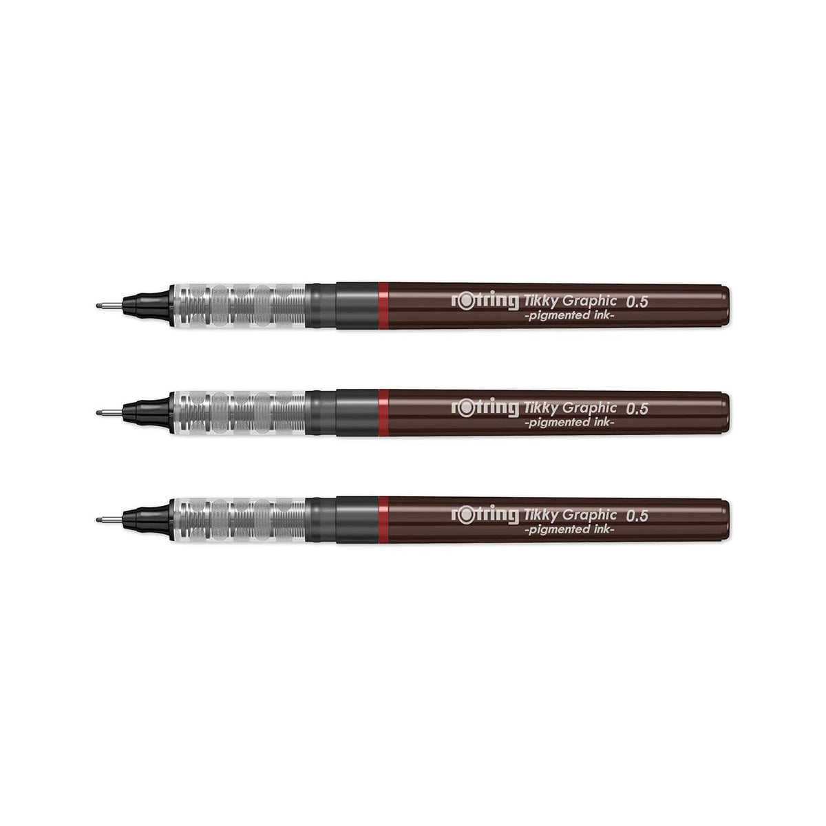 Rotring Tikky Graphic Fineliner Black – 0.5mm (Set of 3) on a white background