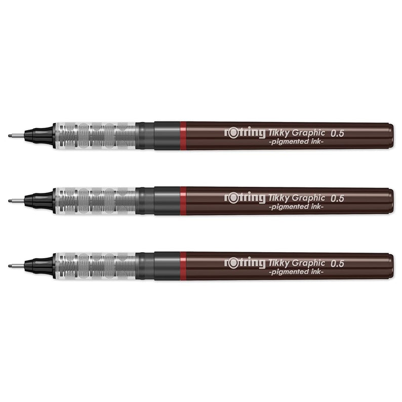 Rotring | Tikky | Graphic Fineliner | 0.5mm | 3 Pen Set