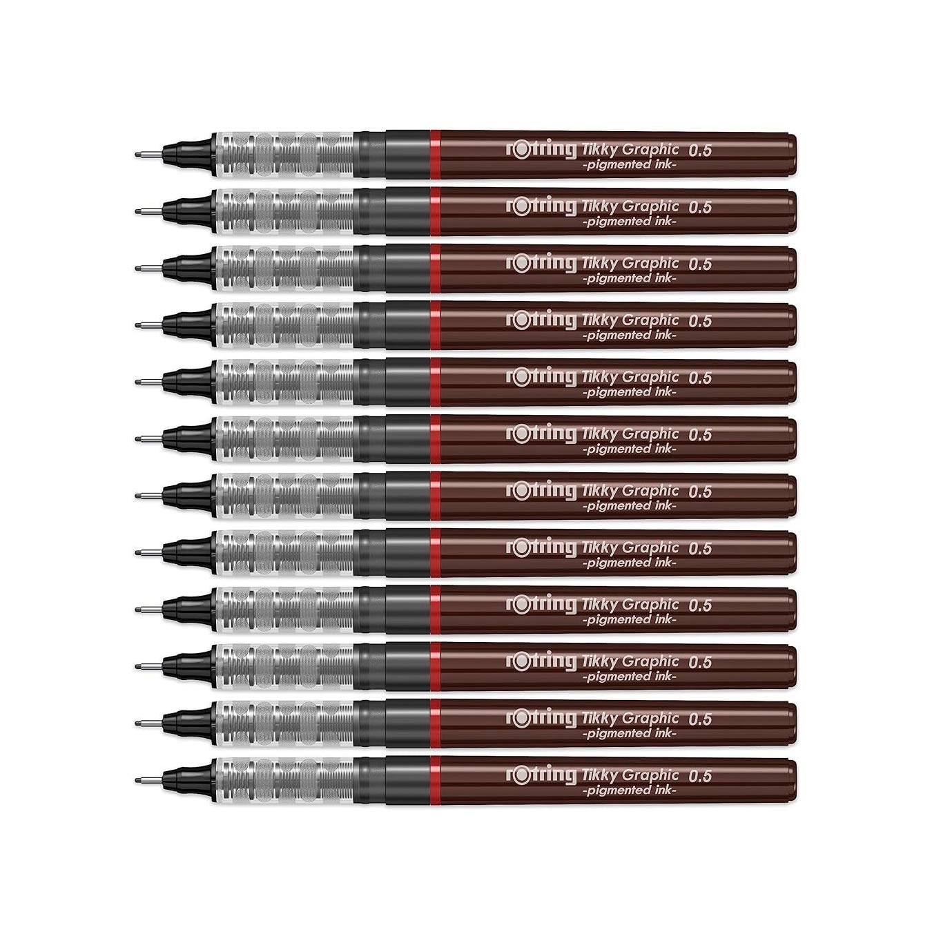 Rotring | Tikky | Graphic Fineliner | 0.5mm | Black Ink | Pack of 12