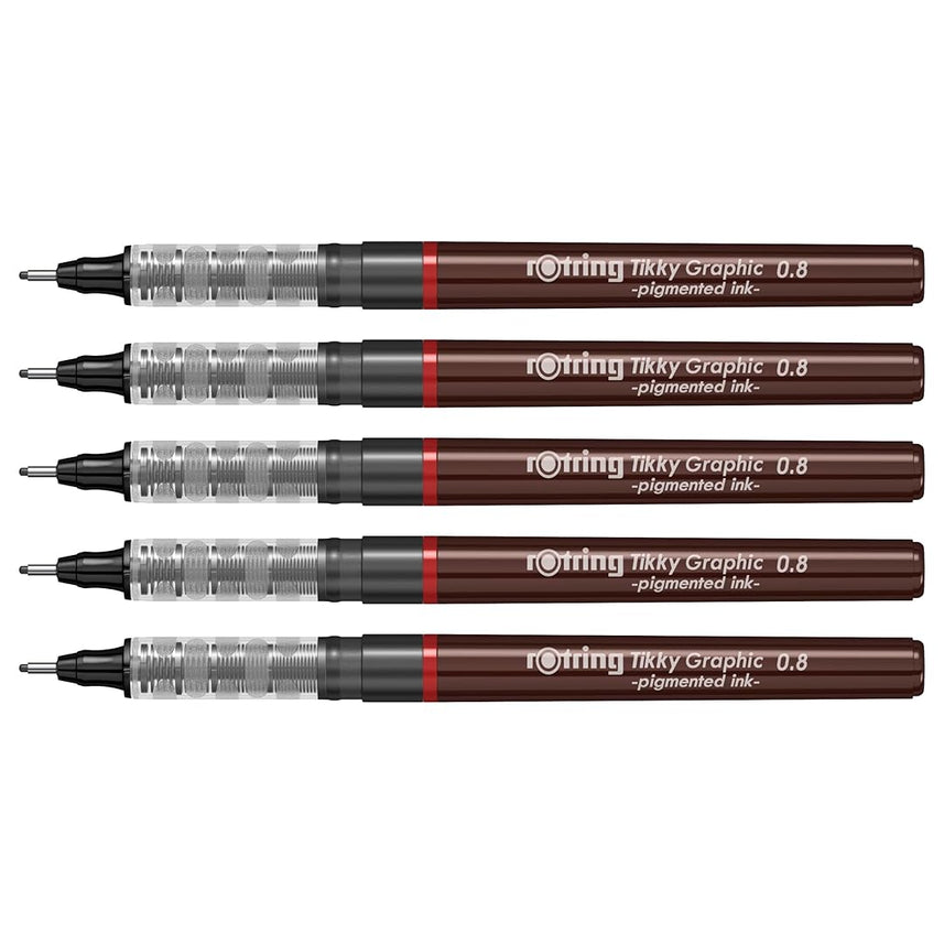 Rotring | Tikky | Graphic Fineliner | 0.8mm | 5 Pen Set
