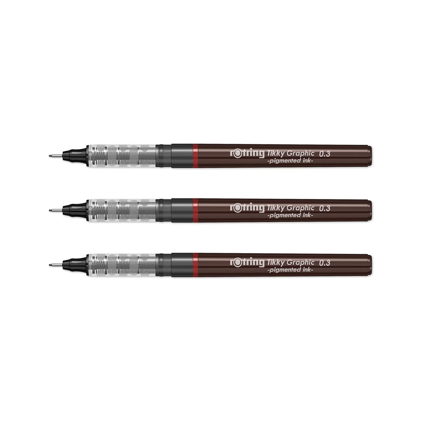 Rotring | Tikky | Graphic Fineliner | Black Pigment Lightfast | 0.3mm | 3 Pen Set