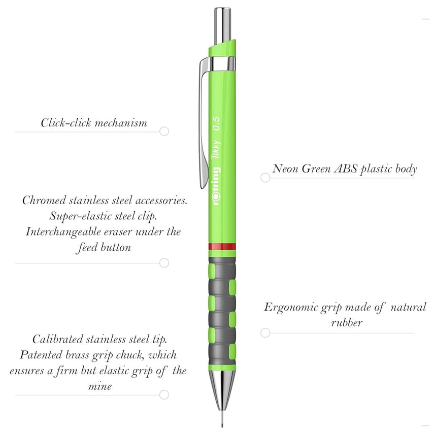 Rotring | Tikky | Mechanical Pencil | 0.5mm | Neon Green
