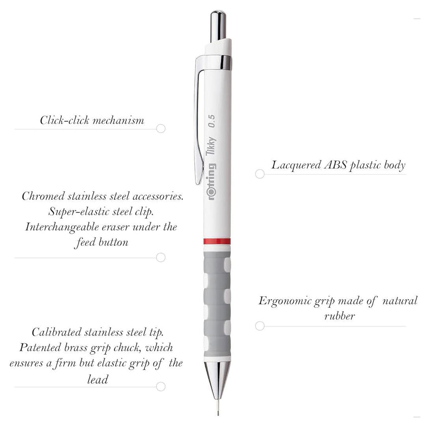 Rotring | Tikky | Mechanical Pencil | 0.5mm | White Barrel