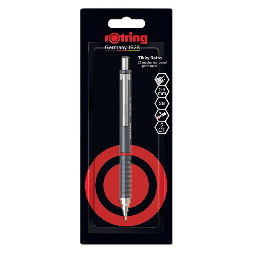 Rotring Tikky Retro Mechanical Pencil 0.5mm – Grey | 2B Lead & Built-In Eraser