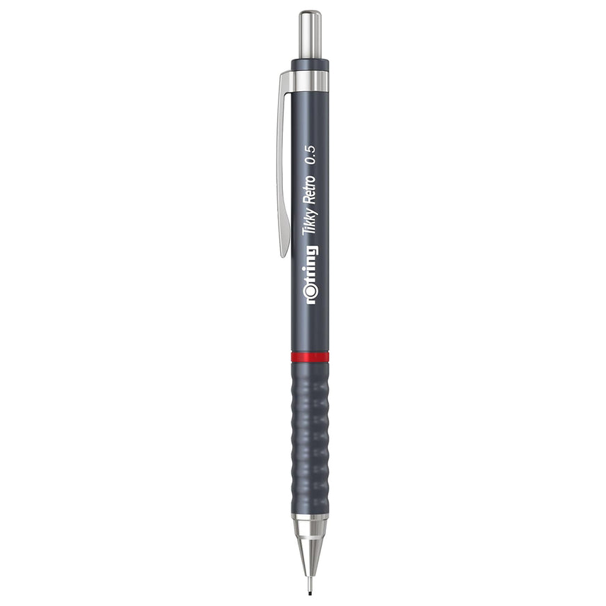 Rotring Tikky Retro Mechanical Pencil 0.5mm – Grey | 2B Lead & Built-In Eraser