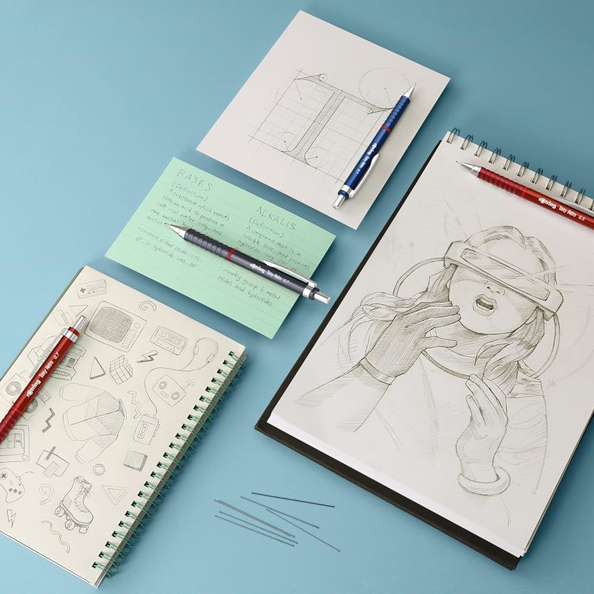 Rotring Tikky Retro Mechanical Pencil 0.5mm – Grey | 2B Lead & Built - In Eraser - penpencilink