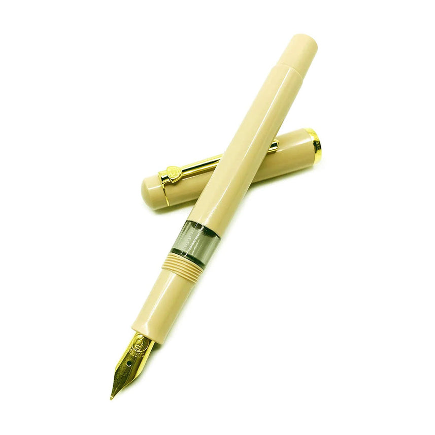 Scrikss | 419 Legendary | Fountain Ink Pen | Medium Nib |Gold Plated | Glossy Beige Barrel - penpencilink