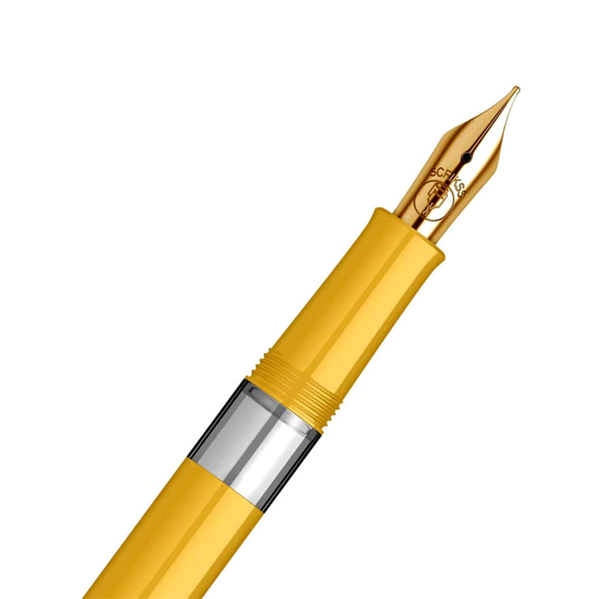 Scrikss | 419 Legendary | Fountain Ink Pen | Medium Nib | Gold Plated | Glossy Yellow Barrel