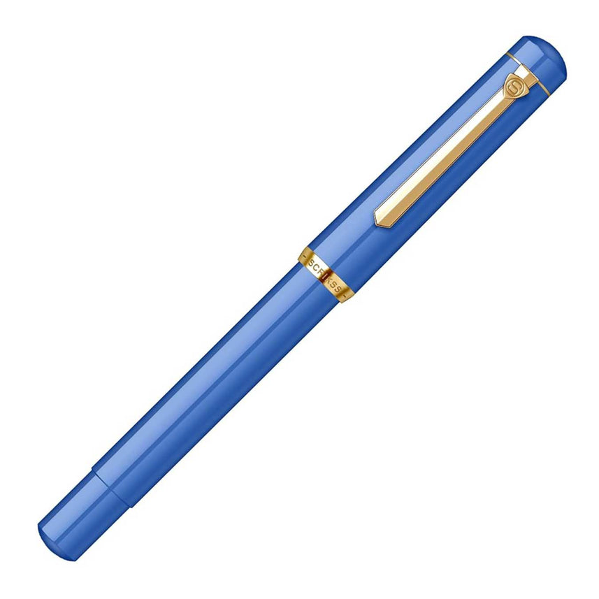 Scrikss | 419 Series | Piston Filler | Fountain Pen | 23K Gold Plated | Medium | Blue Acrylic