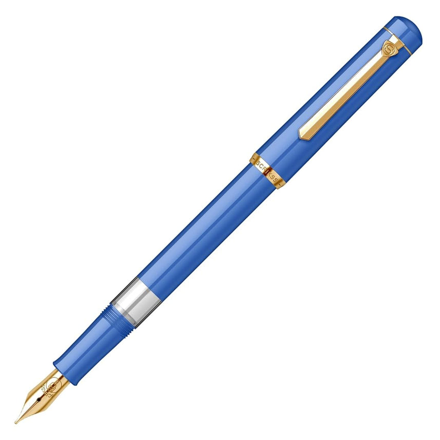 Scrikss | 419 Series | Piston Filler | Fountain Pen | 23K Gold Plated | Medium | Blue Acrylic