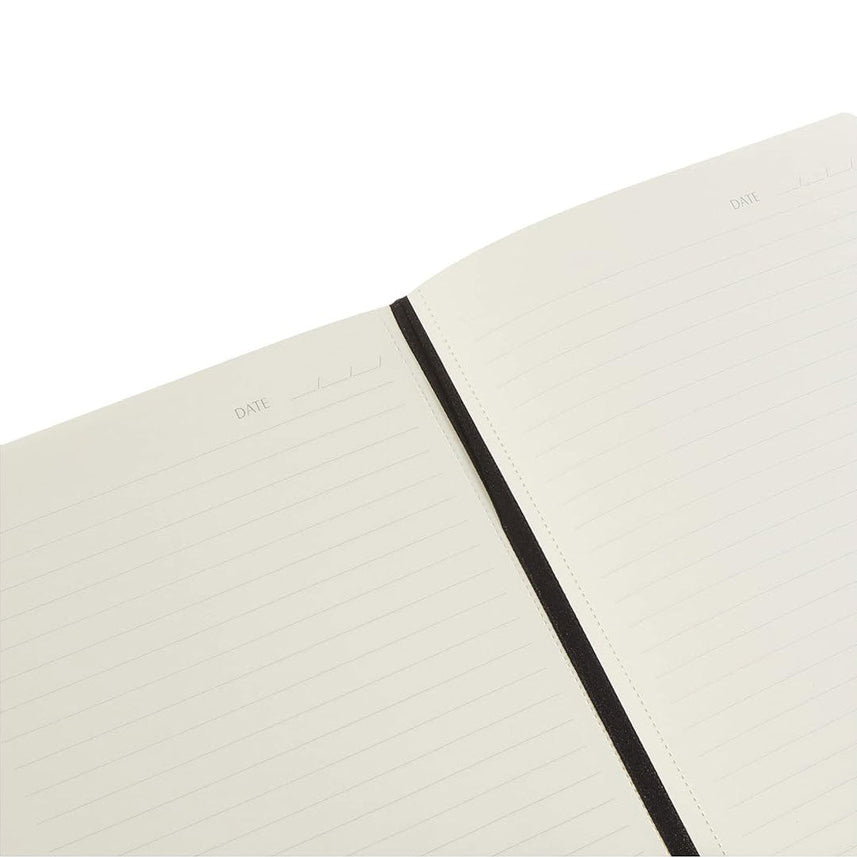 Scrikss | A5 Size | Blank Premium Notebook | Black Vinyl Leather Soft Cover | 100 gsm | Ivory Paper