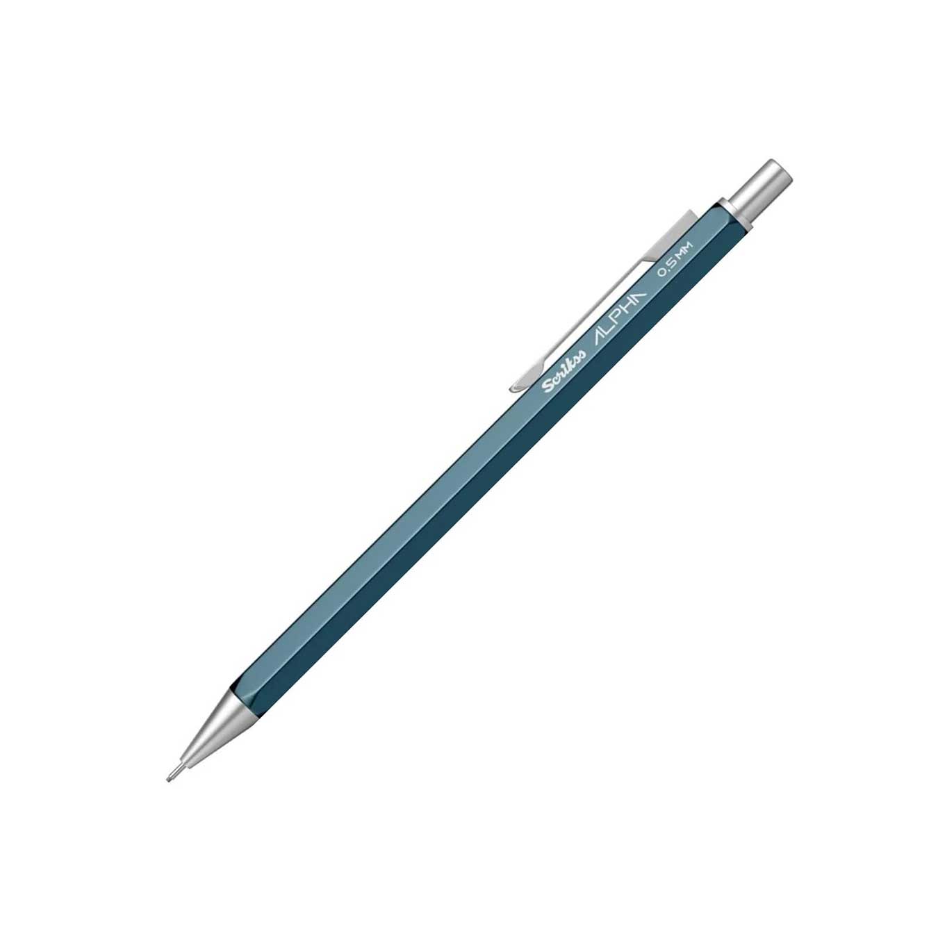 Scrikss Alpha Series 0.5mm Mechanical Pencil – Blue Metal Hexagonal Barrel