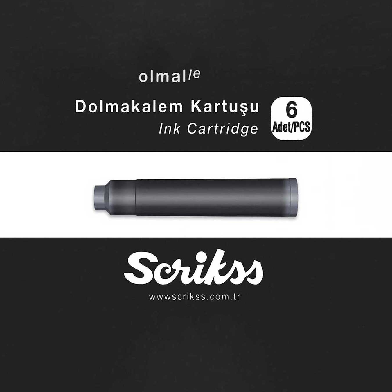 Scrikss | Cartridge Box | 6 Pcs | Fountain Pen | Black