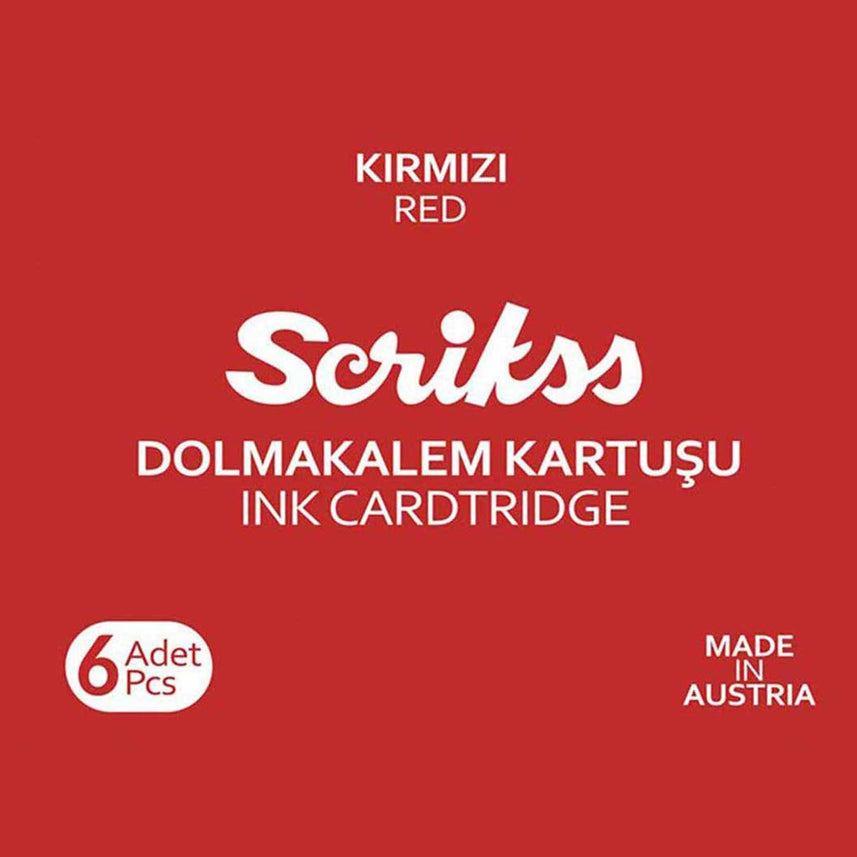 Scrikss | Cartridge Box | 6 Pcs | Fountain Pen | Red