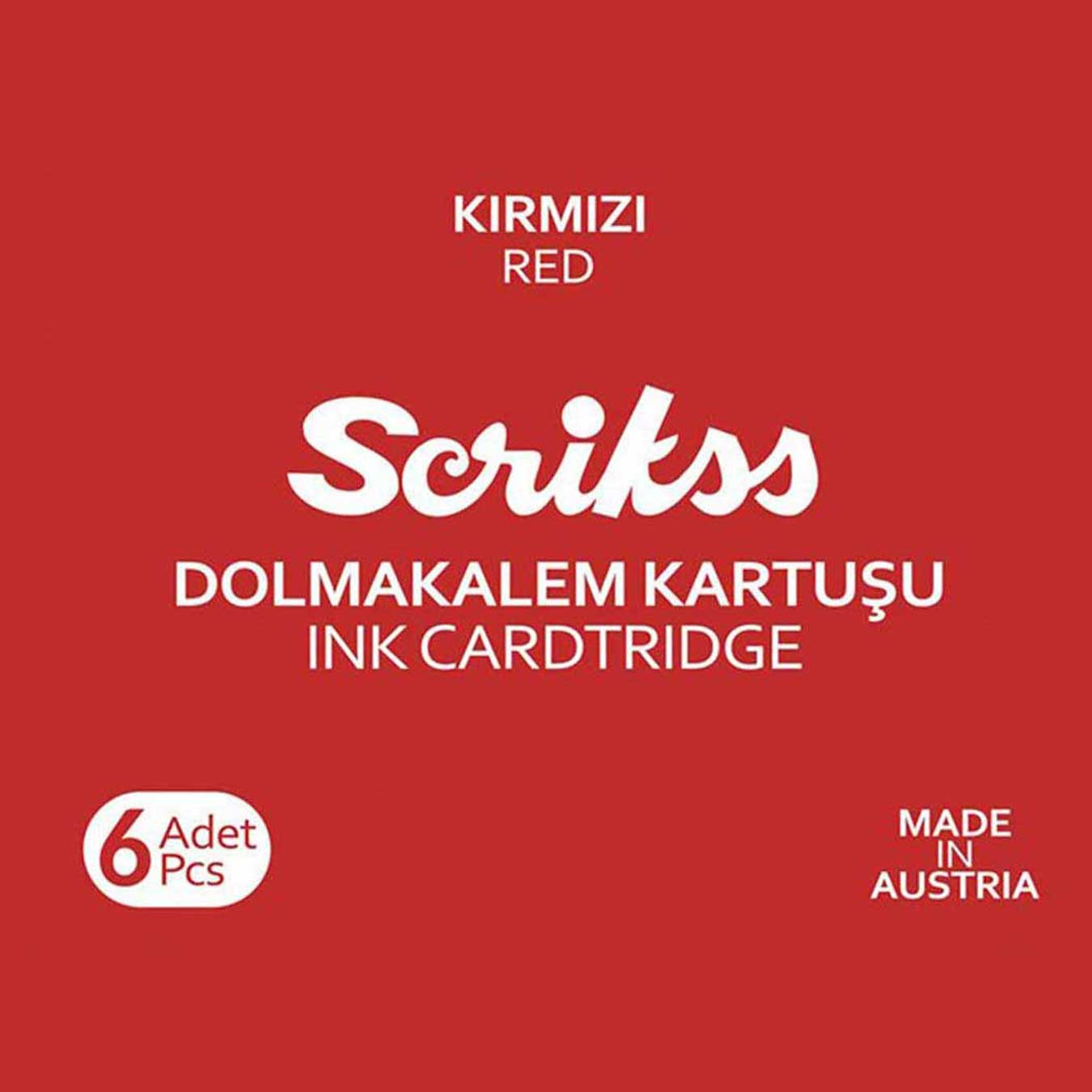 Scrikss | Cartridge Box | 6 Pcs | Fountain Pen | Red