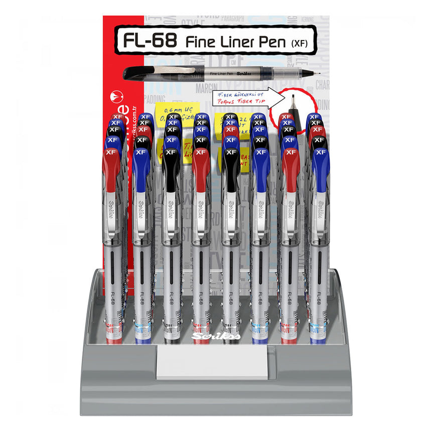 Scrikss FL-68 0.6mm Black Fineliner – Box of 12