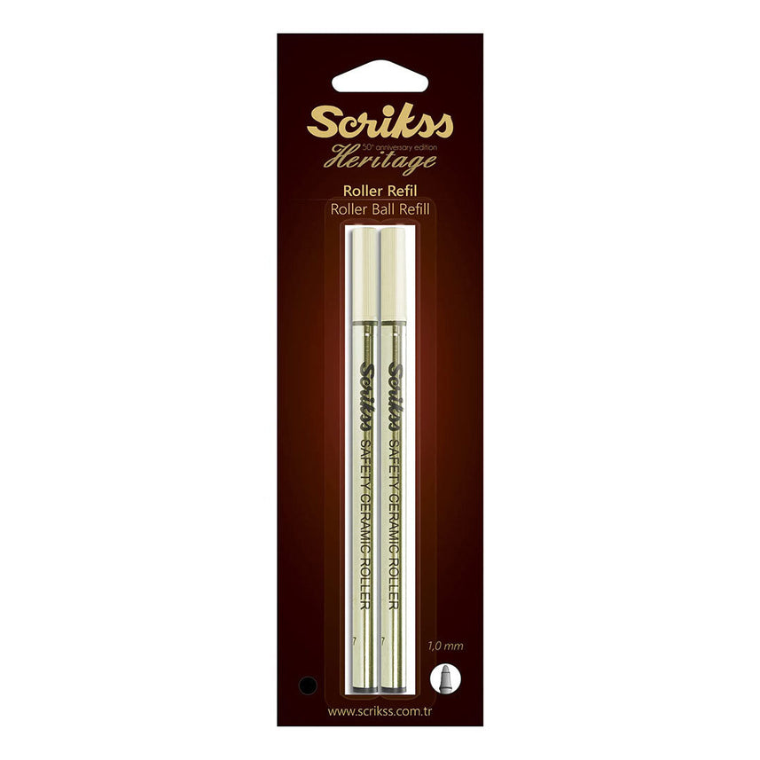 Scrikss | Heritage | Rollerball Pen Refill | Pack Of 2 | Black