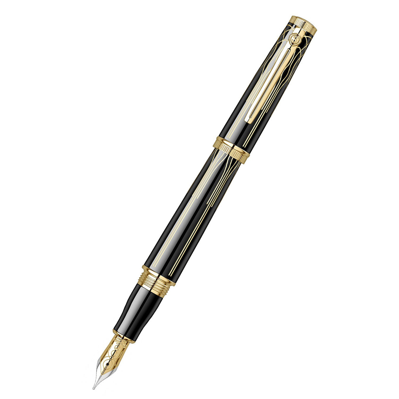 Scrikss Heritage Fountain Pen Medium Nib - Glossy Black GT
