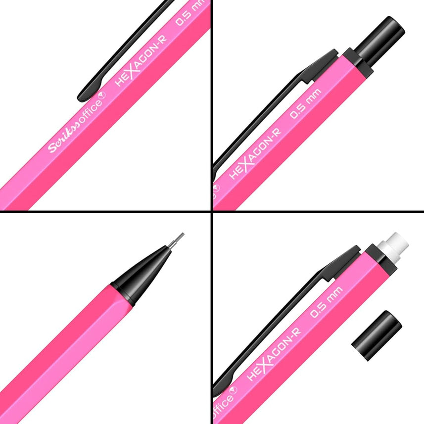 Scrikss Hexagon-R 0.5mm Mechanical Pencil - Neon Pink