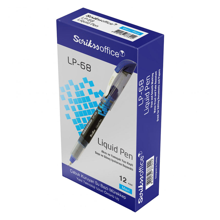 Scrikss | LP-68 | Liquid Pen | Box of 12 | Blue | Smooth Writing