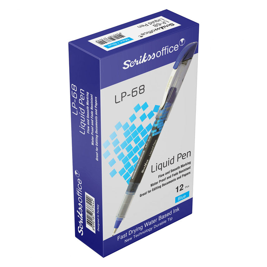 Scrikss | LP-68 | Liquid Pen | Box of 12 | Blue | Smooth Writing