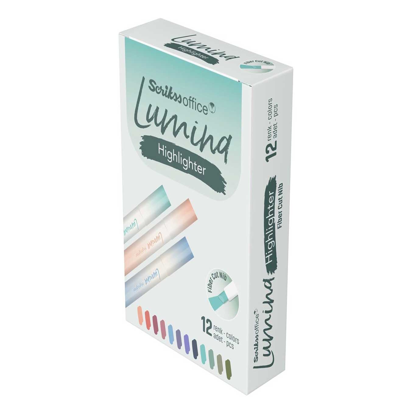 Scrikss | Lumina Highilighter Pen | Cute Colors | Fibre Cut Nibs | Pack of 12