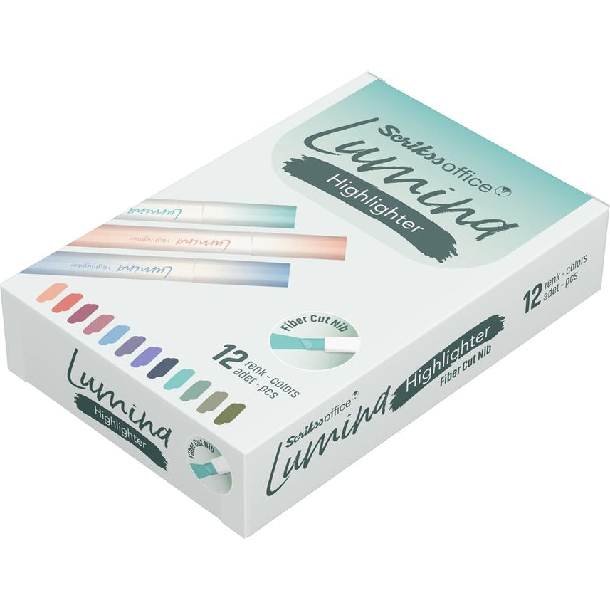 Scrikss | Lumina Highilighter Pen | Cute Colors | Fibre Cut Nibs | Pack of 12
