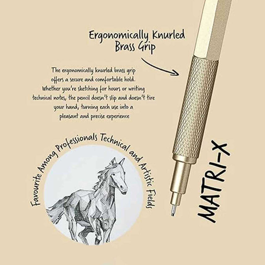 Scrikss | Matri-X | Mechanical Pencil | Metallic Gold-0.7mm