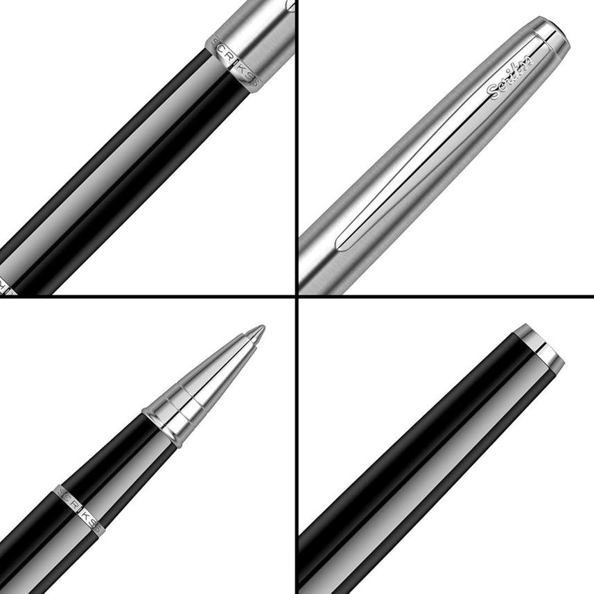 Scrikss | Metropolis | 800 Series | Roller Ball Pen | Brass Body | Chrome Plated Black
