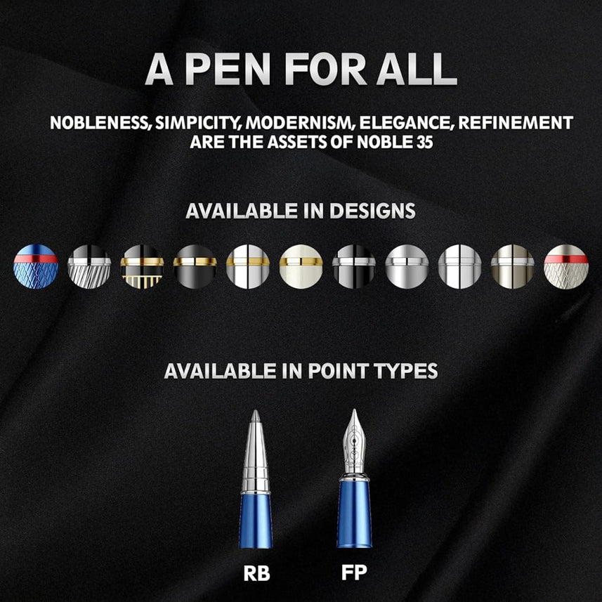 Scrikss Noble 35 Medium Nib Fountain Pen - Knurling Metallic Blue CT