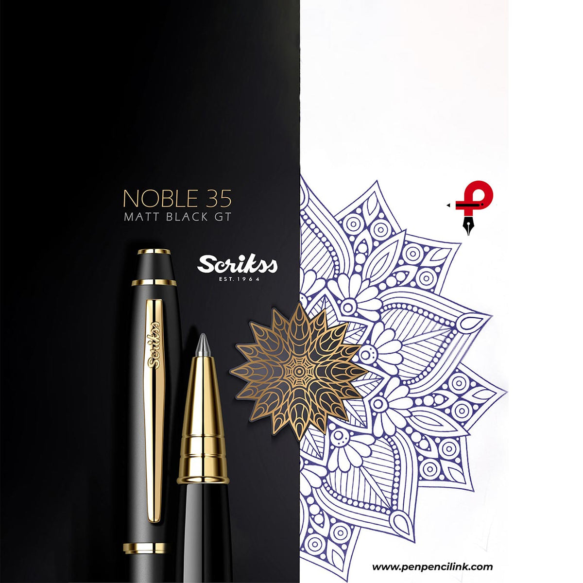 Scrikss Noble 35 Rollerball Pen - Matte Black GT