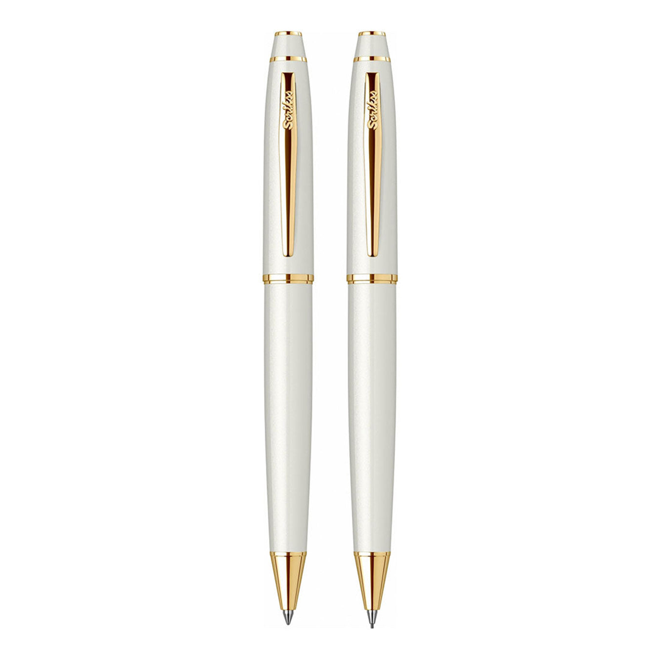 Scrikss Noble 35 Ballpoint Pen & Mechanical Pencil Set | White Gold