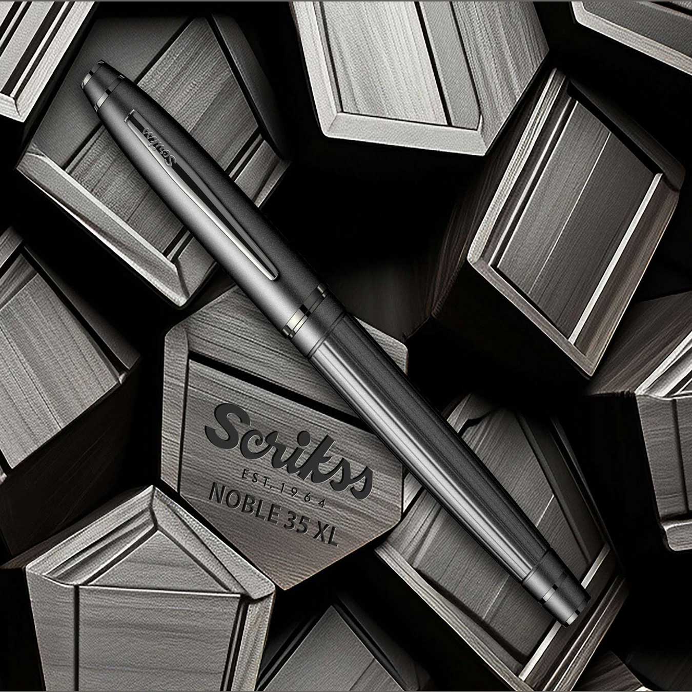 Scrikss Noble 350 Medium Nib Fountain Pen - Matt Black