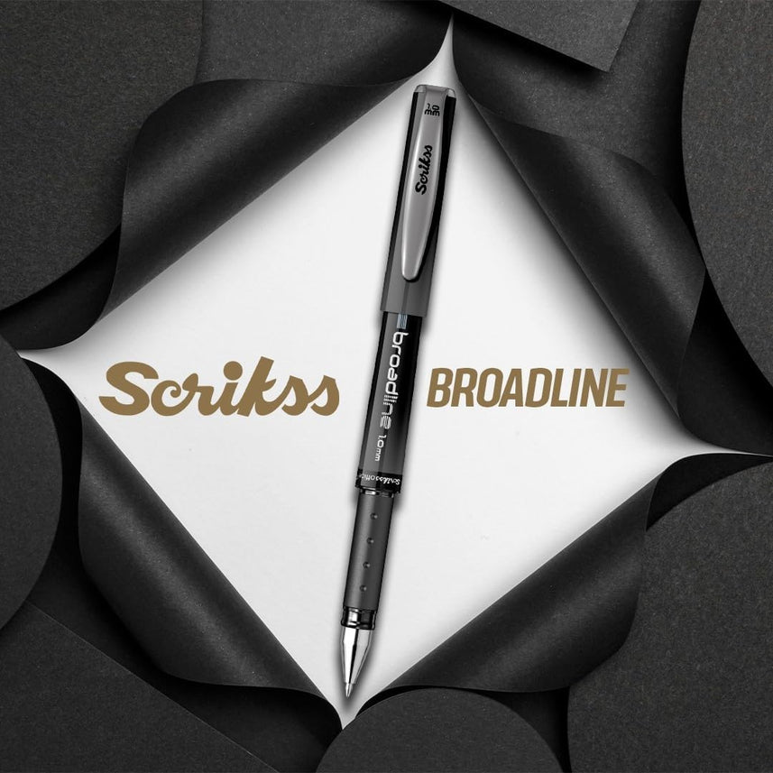 Scrikss | Office Broadline | 0.1mm | Gel Pen | Black | Pack Of 12