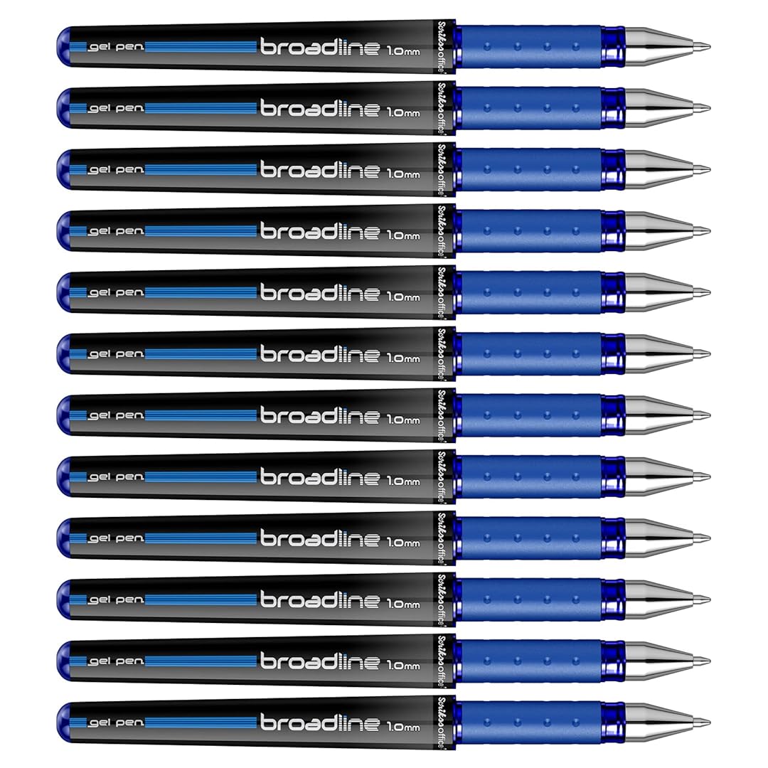 Scrikss | Office Broadline | 0.1mm | Gel Pen | Blue | Pack Of 12