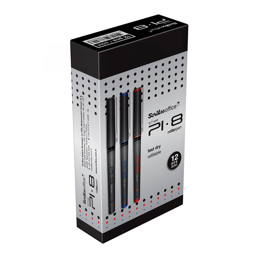 Scrikss | PI-8 | Rollerball Ink Pen 0.7mm | Box Of 12 | Black