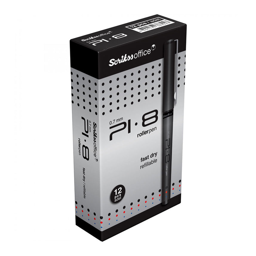 Scrikss | PI-8 | Rollerball Ink Pen 0.7mm | Box Of 12 | Black