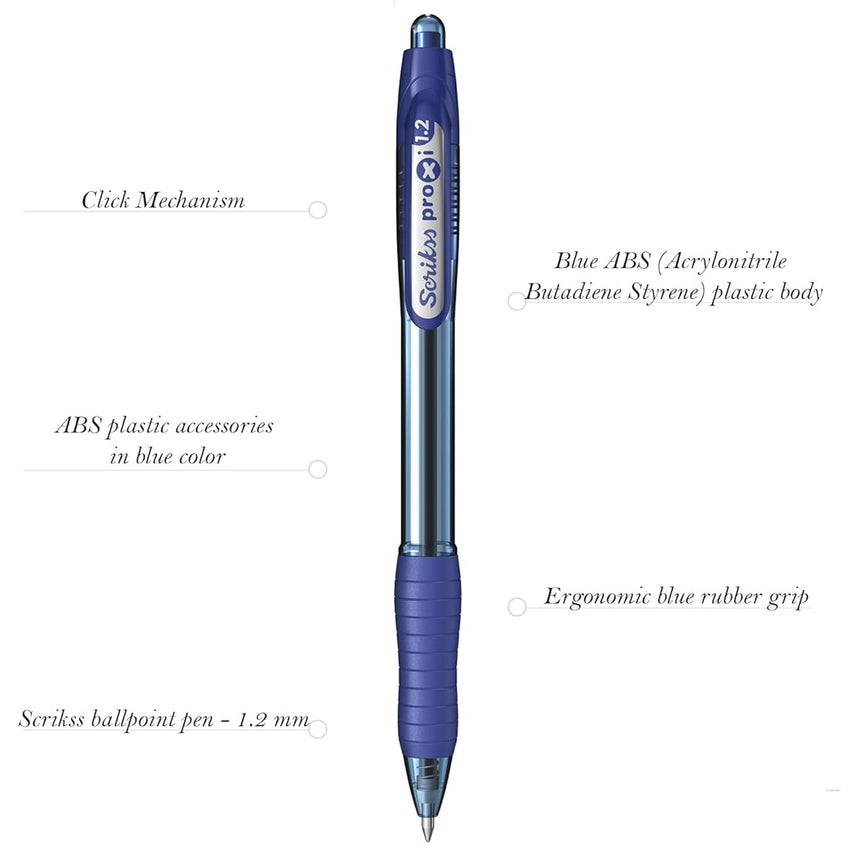 Scrikss | Proxi Series | Ball Point Pen | 12 Blue Barrel