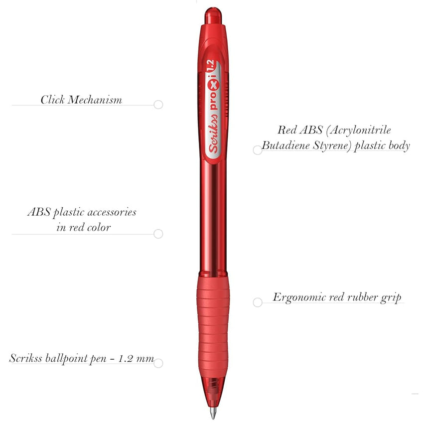 Scrikss | Proxi Series | Ball Point Pen | 12 Red Barrel