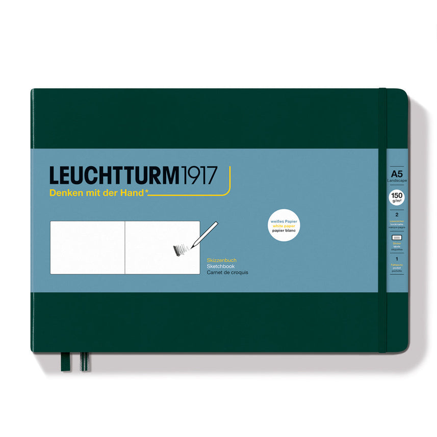 LEUCHTTURM1917 PLAIN LANDSCAPE SKETCHBOOK A5(112) - FOREST GREEN