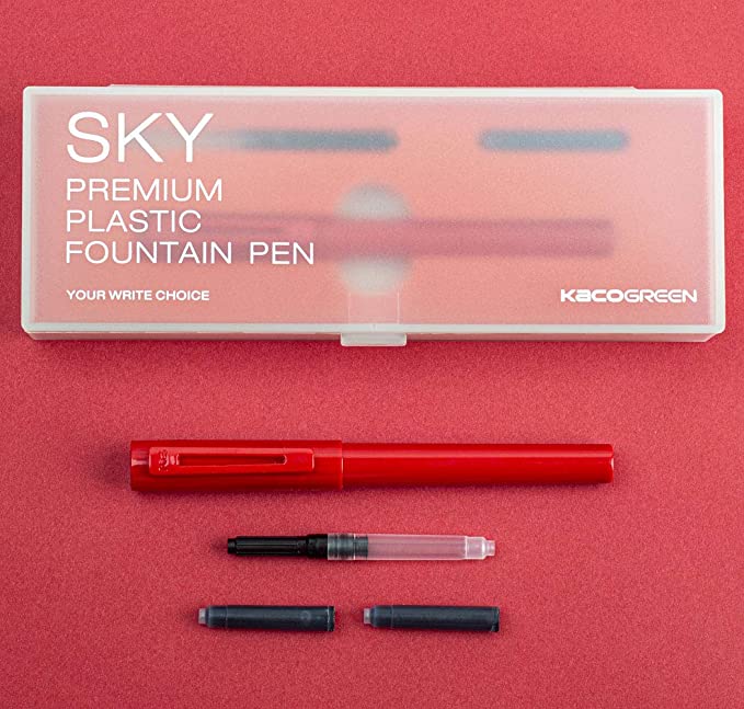 Sky Plastic Fountain Pen - INDOFUTURE - Kaco-Sky-Red - Fountain Pen