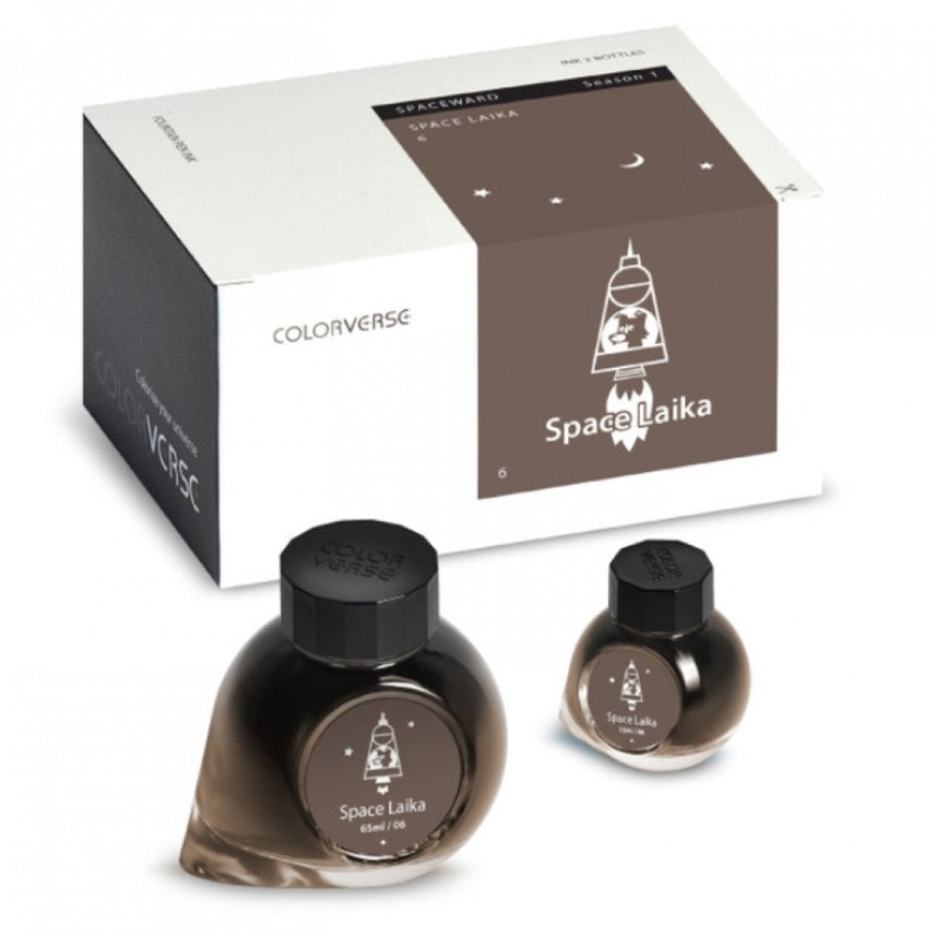 Colorverse Ink | Spaceward Series | Space Laika | Dark Brown | 65ml & 15ml | 2 Bottle Set - penpencilink